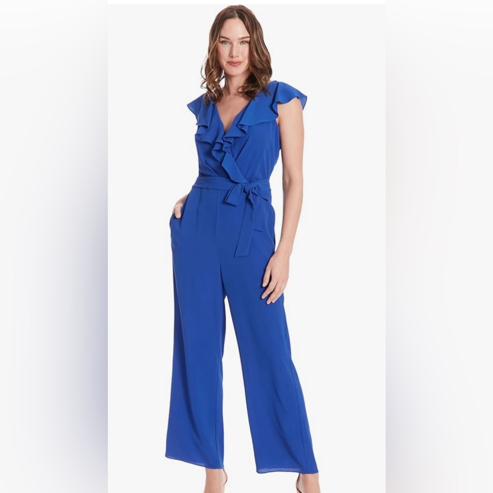 London times Ruffle V-Neck Jumpsuit